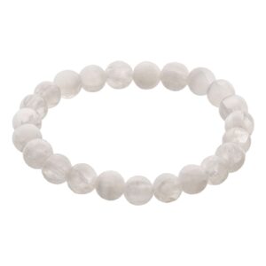 Selenite Crystal Bead Bracelet ? Healing Crystal Bracelet for Women and Men's Gifts ? 8mm Round Beaded Stretchy Healing and Protection Gemstone Bracelet