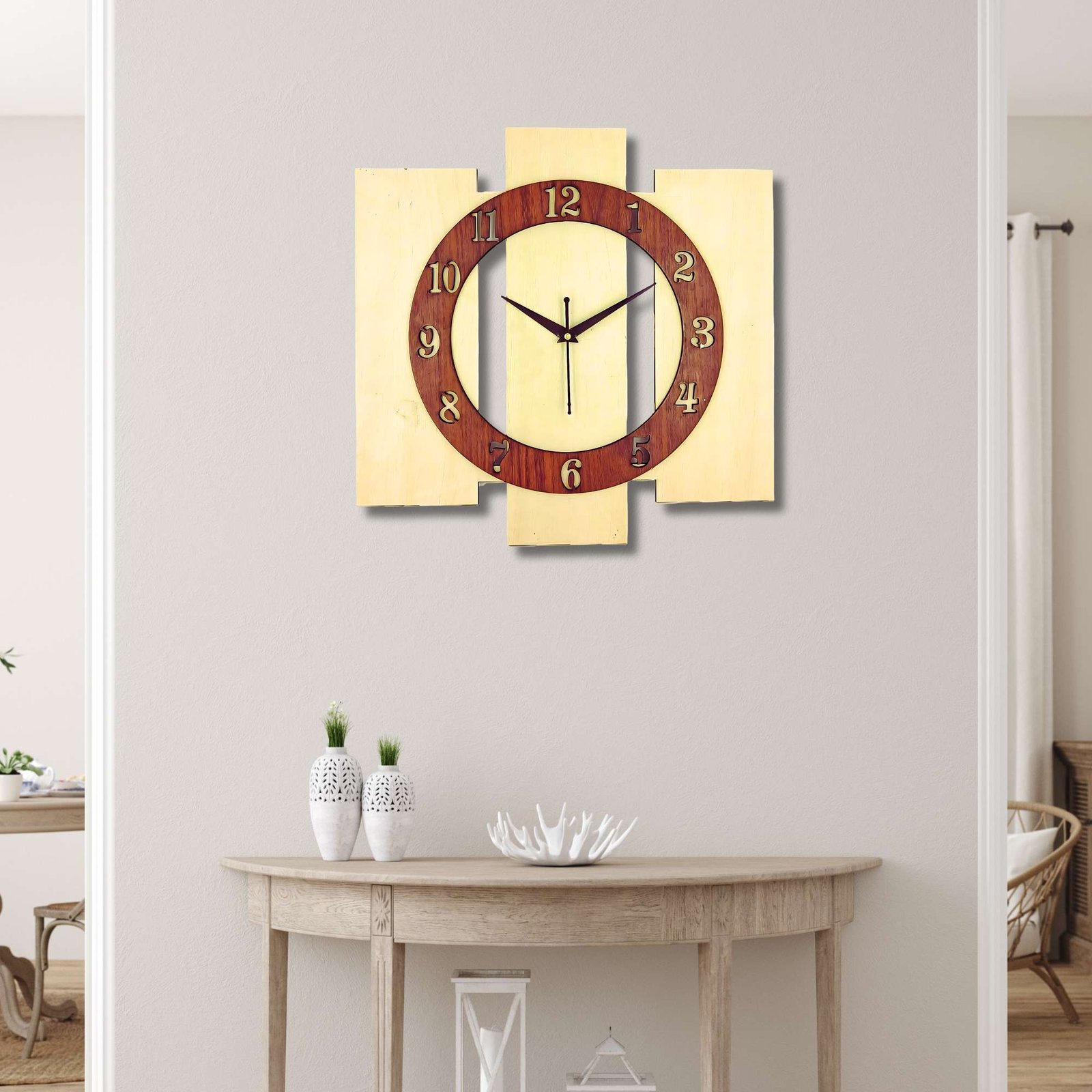 Wooden Silent Non-Ticking Wall Clock for Home Stylish Latest Designer Wall Clock for Home Living Room Bedroom Office Hall